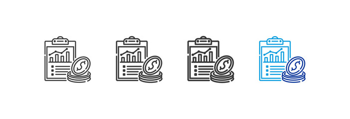 profit icons with different thickness lines and colors on a white background