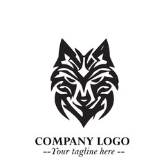 Fierce Head of Wolf Logo Symbol in Black on White Background with Bold Minimalist Modern Design