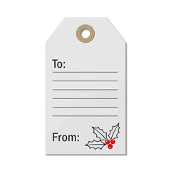 Personalize holiday gifts with this festive Christmas tag featuring a holly berry design and space for your heartfelt messages
