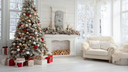 New Years photo zone christmas tree interior decorations home holiday christmas decoration on the wall