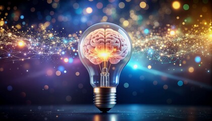 Brain Boost Concept with Colorful Lightbulb, Books, and Stationery