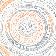Naklejka premium Colorful circles doodle pattern. Black and white texture. Abstract line art sketch background. Vector illustration