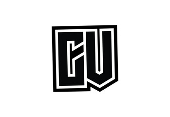 CV Modern Monogram Logo Design with Bold Geometric Shape and Minimal Frame.