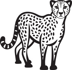 Elegant Cheetah in Black and White Silhouette