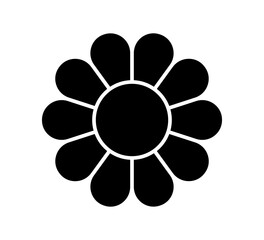 Flower diagram with 10 petals. Flower with ten leaves flat shape icon. Infographic circle diagram. Pie chart. Round wheel chart. Vector illustration isolated on white background.