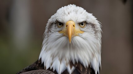 Obraz premium Majestic eagle's fierce gaze in misty dawn, embodying freedom spirit, resonating with World Wildlife Day and Avian Awareness