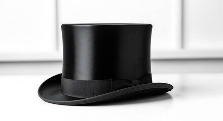 Elegant black top hat isolated on white background, a classic accessory for formal occasions
