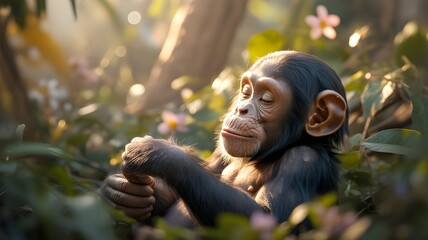 Tranquil Forest Chimpanzee: A Heartfelt Portrayal for World Wildlife Day