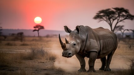 wildlife, nature, world wildlife day, rhino on sunset