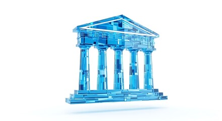 Crystal parthenon isolated on white background, a symbol of ancient greek architecture
