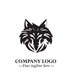 Fierce Head of Wolf Logo Symbol in Black on White Background with Bold Minimalist Modern Design