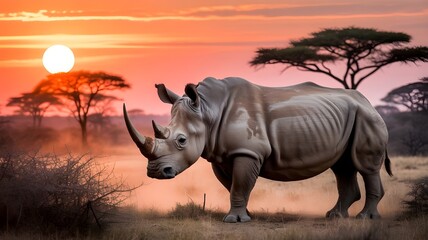 wildlife, nature, world wildlife day, rhino on sunset
