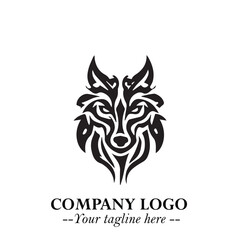 Fierce Head of Wolf Logo Symbol in Black on White Background with Bold Minimalist Modern Design