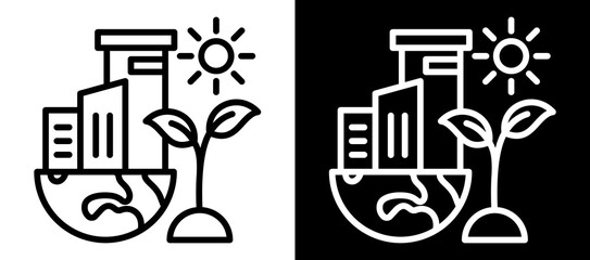 Ecosystem Building Icon Set In Black And White Filled Style Collection