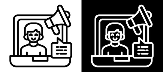 Influencer Marketing Icon Set In Black And White Filled Style Collection