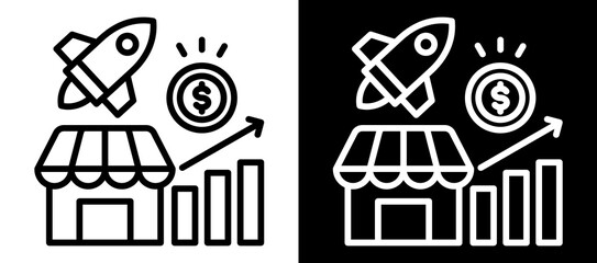 Go To Market Icon Set In Black And White Filled Style Collection