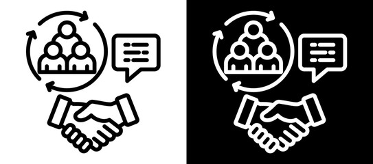 Customer Engagement Icon Set In Black And White Filled Style Collection