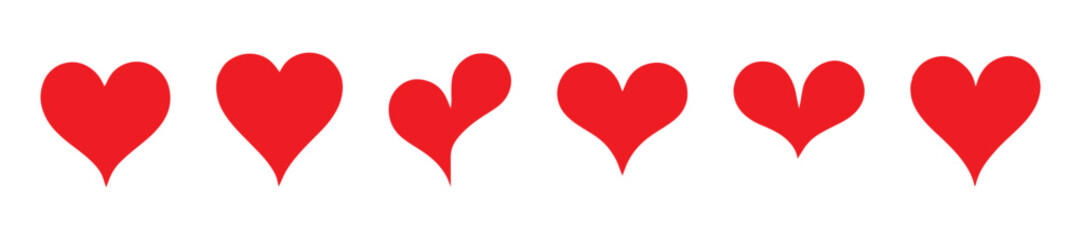 Red heart icons set vector