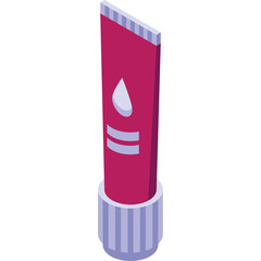 Crimson Squeeze Tube With White Drop Symbol And Silver Cap Isolated On Transparent Background