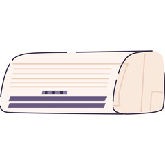 Cream Colored Air Conditioner Unit With Purple Accents Isolated On White Background Showing Clean Modern Design Minimalist Style For Climate Control And Home Appliance