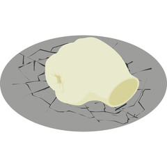 Cream Colored Boxing Glove Resting on Shattered Glass with Gray Backdrop Abstract Representation of Impact and Destruction