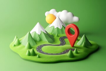 Illustration of cartoon map isolated on green background