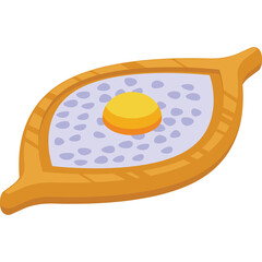 Georgian Khachapuri Adjaruli With Egg Yolk and Cheese Filling on Transparent Background