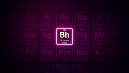 Modern periodic table element Bohrium illustration