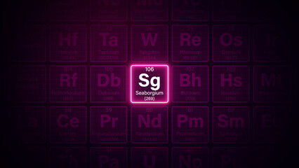 Modern periodic table element Seaborgium illustration