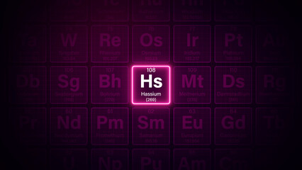 Modern periodic table element Hassium illustration
