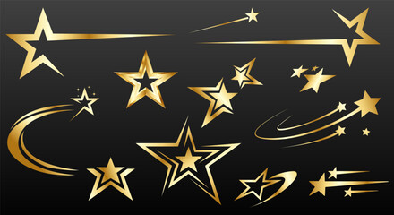 Obraz premium Gold star logo icon set. golden stars logo icon with modern style. vector