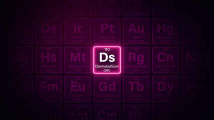 Modern periodic table element Darmstadtium illustration
