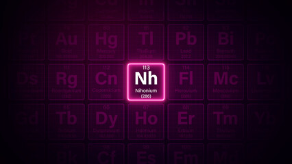 Modern periodic table element Nihonium illustration