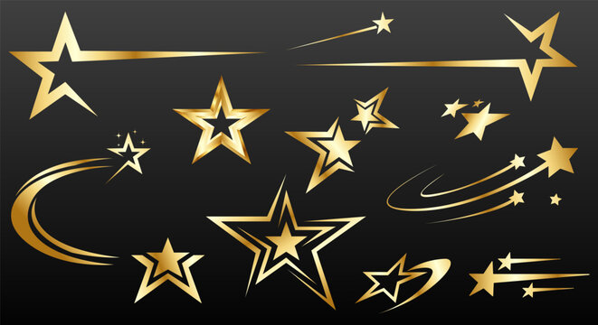 Gold star logo icon set. golden stars logo icon with modern style. vector