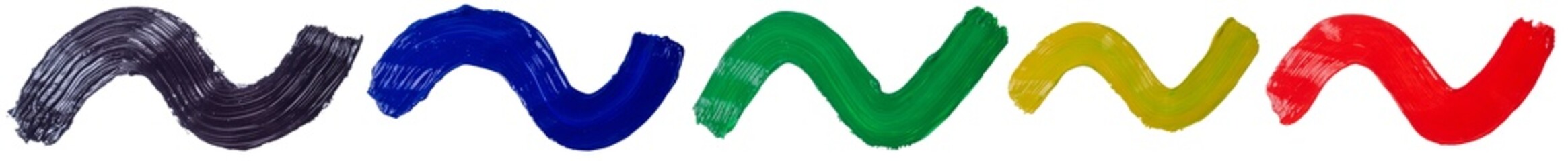 Icolated collection of  gouache paint  strokes on white background