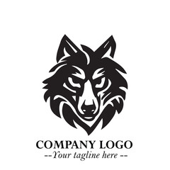 Obraz premium Fierce Head of Wolf Logo Symbol in Black on White Background with Bold Minimalist Modern Design