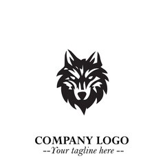 Fierce Head of Wolf Logo Symbol in Black on White Background with Bold Minimalist Modern Design