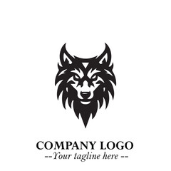 Fierce Head of Wolf Logo Symbol in Black on White Background with Bold Minimalist Modern Design