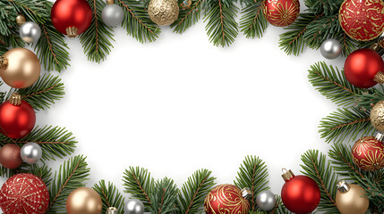 Elegant Christmas Background with Red and Gold Ornaments, Gift Boxes, and Twinkling Lights for Holiday Celebration