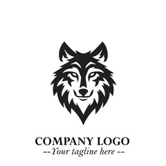 Fierce Head of Wolf Logo Symbol in Black on White Background with Bold Minimalist Modern Design