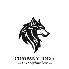 Fierce Head of Wolf Logo Symbol in Black on White Background with Bold Minimalist Modern Design