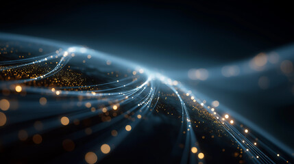 Digital Highway: A futuristic, abstract artwork portrays interconnected data streams, representing the essence of modern technology and global communication. 