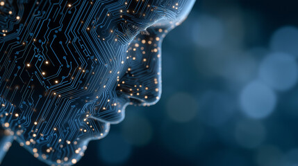 Digital Consciousness: An evocative portrayal of an artificial intelligence profile, the image showcases the fusion of humanity and technology, hinting at the future of consciousness.