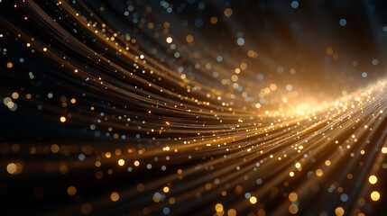 Fototapeta premium Abstract Digital Stream: A captivating display of abstract digital streams with a mesmerizing blend of glowing lines and particles, evoking a sense of data flow and futuristic technology.