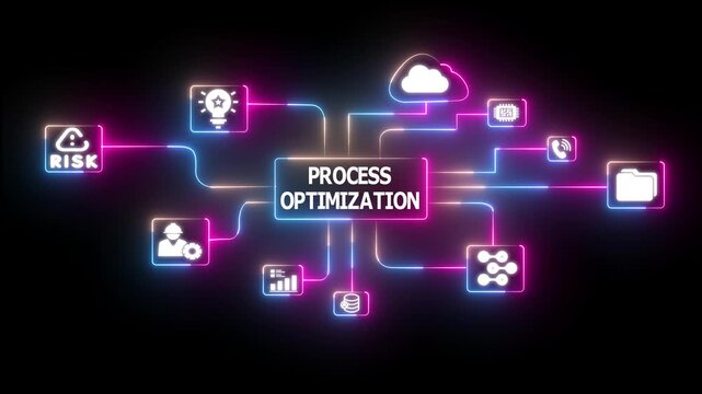 Process Optimization and Data Network Concept. Integrating AI, Cloud Computing, and Analytics to Enhance Automation, Innovation, and Intelligent Business Decisions.