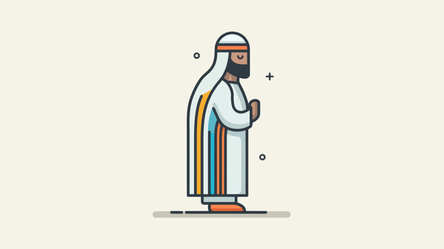 praying man in white robe with colorful stripes clip art preview
