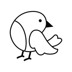 A black and white cartoon bird simplistic design. line icon editable stroke