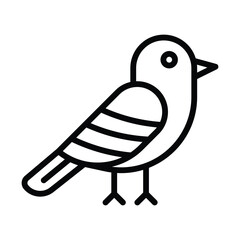 A simple black outline drawing of a bird in profile. line icon editable stroke