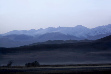 Twilight over the Tien Shan Mountains, Central Asia