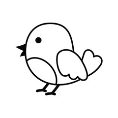A stylized bird stands facing left defined by thick black outlines. line icon editable stroke